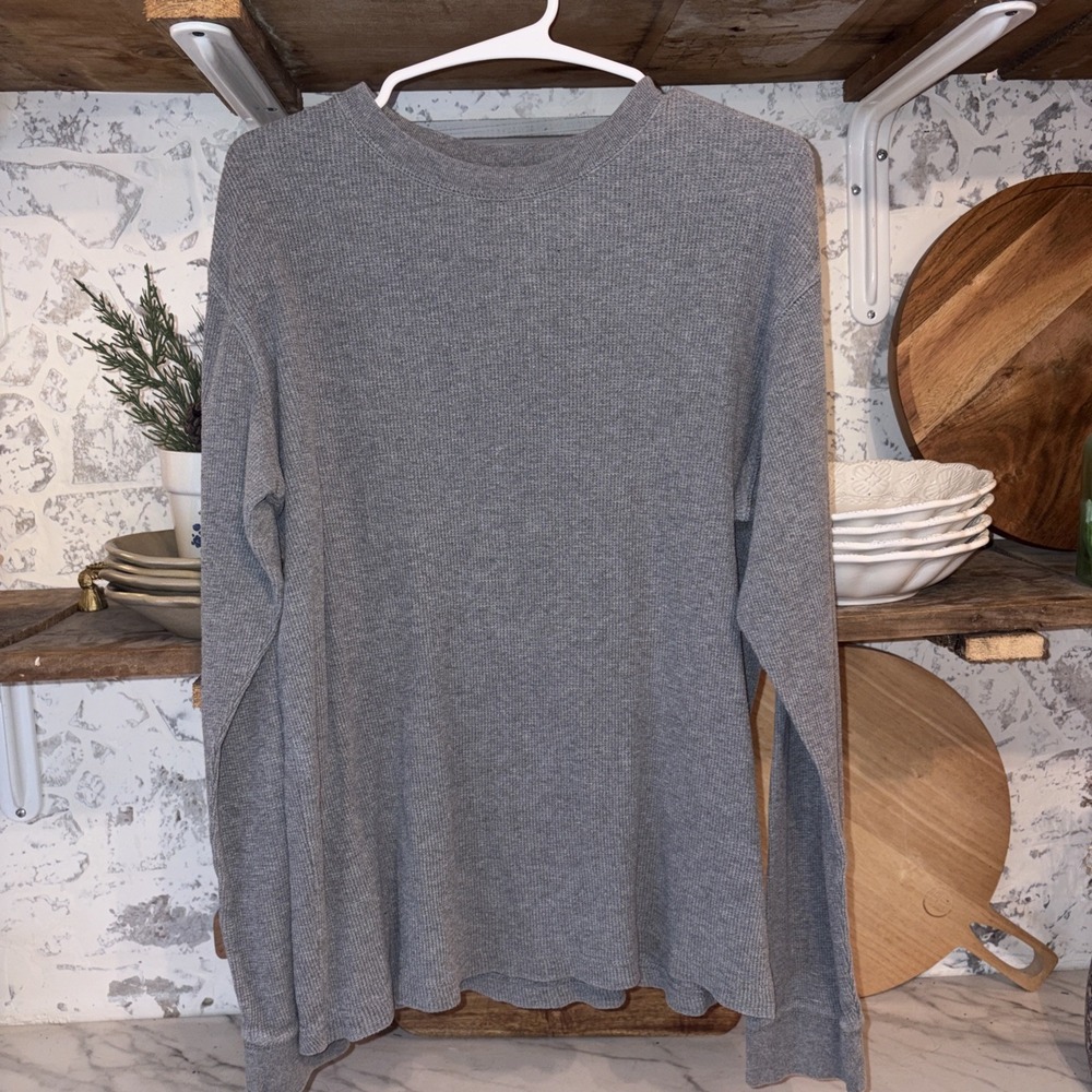 St John's Bay Mens M Long Sleeve Waffle Knit Thermal T Shirt 100% Cotton